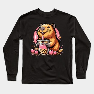 Capybara Boba Tea Lovers Long Sleeve T-Shirt